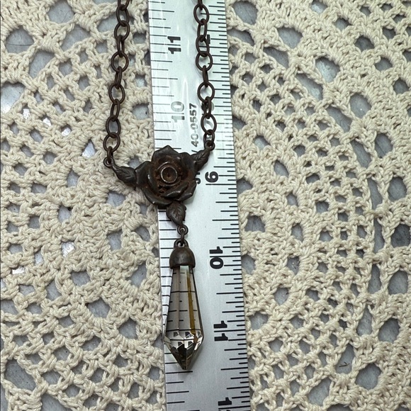 Vintage Bronze Rose Pendant up to 17.5”Necklace